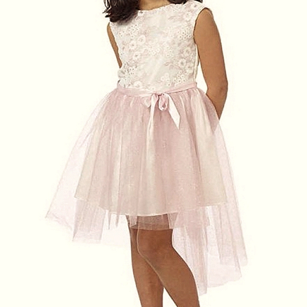 White violet metallic embroidery high low dress 7  cy